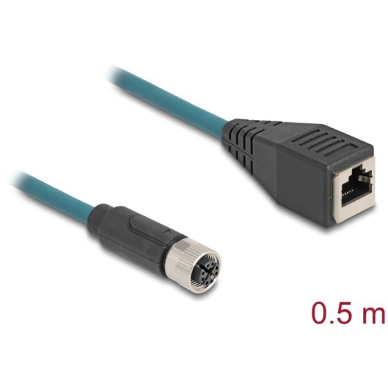 Przewód adapter IP67 M12 X-coded 8-pin męski - RJ45 Cat.5e żeński 50cm Delock 60070