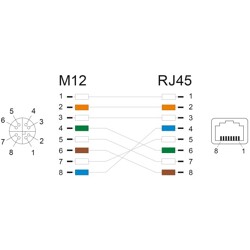 Delock M12 Kabel adaptera z kodowaniem X 8-pinowe żeńskie do żeńskiego RJ45 o długości 50 cm