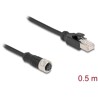 Przewód adapter IP67 M12 D-coded 4-pin żeński - RJ45 Cat.5e męski 50cm Delock 60072