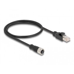 Przewód adapter IP67 M12 D-coded 4-pin żeński - RJ45 Cat.5e męski 50cm Delock 60072
