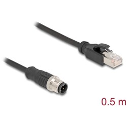 Delock Kabel adaptera sieciowego M12 z kodowaniem D 4-pinowe męski do męski RJ45 o długości 50 cm