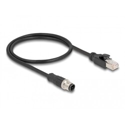 Przewód adapter IP67 M12 D-coded 4-pin męski - RJ45 Cat.5e męski 50cm Delock 60073