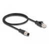 Przewód adapter IP67 M12 D-coded 4-pin męski - RJ45 Cat.5e męski 50cm Delock 60073