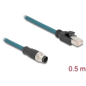 Przewód adapter IP67 M12 A-coded 8-pin męski - RJ45 Cat.6A męski 50cm Delock 60075