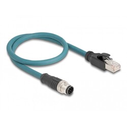 Przewód adapter IP67 M12 A-coded 8-pin męski - RJ45 Cat.6A męski 50cm Delock 60075 Przewód adapter IP67 M12 A-coded 8-pin męski - RJ45 Cat.6A męski 50cm Delock 60075