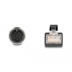 Przewód adapter IP67 M12 A-coded 8-pin męski - RJ45 Cat.6A męski 50cm Delock 60075 Przewód adapter IP67 M12 A-coded 8-pin męski - RJ45 Cat.6A męski 50cm Delock 60075