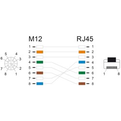Przewód adapter IP67 M12 X-coded 8-pin żeński - RJ45 Cat.6A męski 50cm Delock 60076