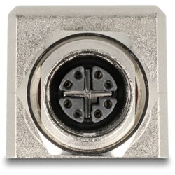 Adapter M12 8pin żeński X-coded RJ-45 żeński metalowy kątowy STP Delock 60088 Adapter M12 8pin żeński X-coded RJ-45 żeński metalowy kątowy STP Delock 60088