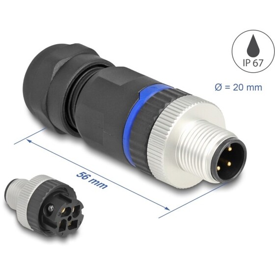 Złącze M12 IP67 4pin męski A-coded złącze śrubowe montażowe 4pin Delock 60533