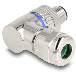 Złącze M12 metalowe kątowe IP67 3pin żeński A-coded złącze śrubowe montażowe 3pin Delock 60539