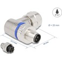Złącze M12 metalowe kątowe IP67 4pin męski A-coded złącze śrubowe montażowe 4pin Delock 60540