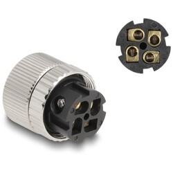 Złącze M12 metalowe kątowe IP67 4pin żeński A-coded złącze śrubowe montażowe 4pin Delock 60565