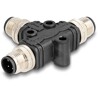 Rozgałęźnik splitter M12 typu T A-coded 4pin 1x męski na 2x męski złącze równoległe Delock 60578