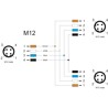 Rozgałęźnik splitter M12 typu T A-coded 4pin 1x męski na 2x męski złącze równoległe Delock 60578