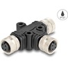 Rozgałęźnik splitter M12 typu T A-coded 4pin 1x żeński na 2x żeński złącze równoległe Delock 60579