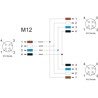 Rozgałęźnik splitter M12 typu T A-coded 4pin 1x żeński na 2x żeński złącze równoległe Delock 60579