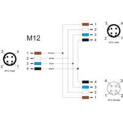 Rozgałęźnik splitter M12 typu T A-coded 4pin 1x męskie na 1x męskie + 1x żeńskie złącze równoległe Delock 60580 Rozgałęźnik splitter M12 typu T A-coded 4pin 1x męskie na 1x męskie + 1x żeńskie złącze równoległe Delock 60580