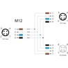 Rozgałęźnik splitter M12 typu T A-coded 4pin 1x męski na 1x męski + 1x żeński złącze równoległe Delock 60580