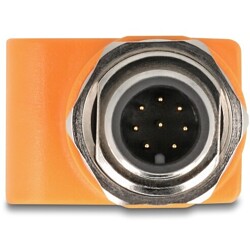 Adapter sieciowy M12 8pin A-coded męski do RJ-45 żeński z otworem prosty pomarańczowy Delock 60617