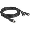 Delock Kabel M12 z 8-pinowym żeńskim kodowaniem A na 2 x USB 2.0 Typ-A żeński 3 m czarny