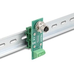 Adapter M12 4pin żeński A-coded na szynę DIN blok zacisków 5pin Delock 60658 Adapter M12 4pin żeński A-coded na szynę DIN blok zacisków 5pin Delock 60658