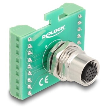 Adapter M12 17pin żeński A-coded na 18-pinowy terminal połączeniowy Delock 60660