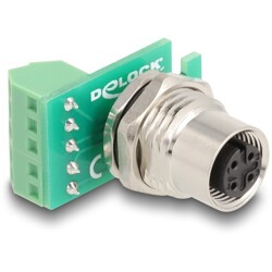 Delock Adapter modułu transferowego M12 4-pinowy żeński z kodowaniem A na 5-pinowy blok do instalacji