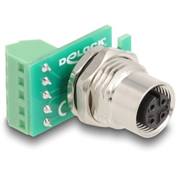 Adapter M12 4pin żeński A-coded na 9-pinowy terminal połączeniowy Delock 60662