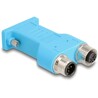Adapter DB9 2x M12 A-coded męski żeński 5pin rozdzielacz magistrali CAN prosty niebieski Delock 60665