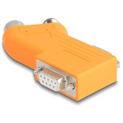Adapter DB9 2x M12 A-coded męski żeński 5pin rozdzielacz magistrali CAN kątowy pomarańczowy Delock 60667