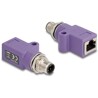 Adapter sieciowy M12 4pin D-coded męski do RJ-45 żeński z otworem prosty fioletowy Delock 60669