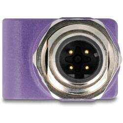 Adapter sieciowy M12 4pin D-coded męski do RJ-45 żeński z otworem prosty fioletowy Delock 60669