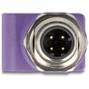 Adapter sieciowy M12 4pin D-coded męski do RJ-45 żeński z otworem prosty fioletowy Delock 60669
