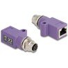 Adapter sieciowy M12 4pin D-coded żeński do RJ-45 żeński z otworem prosty fioletowy Delock 60678