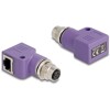 Delock Adapter M12 D-coded 4 pin żeński na RJ45 żeński Cat.5e z otworem montażowym 90° kątowy fioletowy