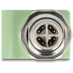 Adapter sieciowy M12 8pin X-coded męski do RJ-45 żeński z otworem prosty zielony Delock 60681