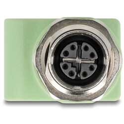 Adapter sieciowy M12 8pin X-coded żeński do RJ-45 żeński z otworem prosty zielony Delock 60682
