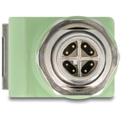 Adapter sieciowy M12 8pin X-coded męski do RJ-45 żeński z otworem kątowy zielony Delock 60683