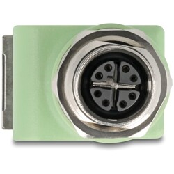 Adapter sieciowy M12 8pin X-coded żeński do RJ-45 żeński z otworem kątowy zielony Delock 60684