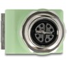 Adapter sieciowy M12 8pin X-coded żeński do RJ-45 żeński z otworem kątowy zielony Delock 60684