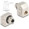 Delock Adapter M12, 8-pinowe złącze żeńskie z kodowaniem X na żeńskie złącze RJ45 Cat.6A, metalowe STP