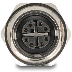 Adapter M12 8pin żeński X-coded RJ-45 żeński metalowy STP Delock 60685 Adapter M12 8pin żeński X-coded RJ-45 żeński metalowy STP Delock 60685