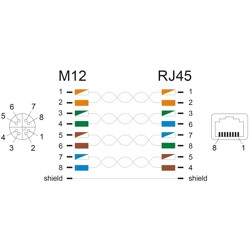 Adapter M12 8pin żeński X-coded RJ-45 żeński metalowy STP Delock 60685 Adapter M12 8pin żeński X-coded RJ-45 żeński metalowy STP Delock 60685