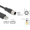 Delock Kabel połączenia szeregowego M12 z chipsetem FTDI, USB 2.0 Typ-A męski na M12 RS-232 męski 8-pinowy, kodowanie A, 1,8 m, 