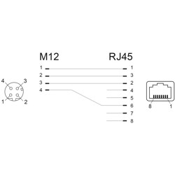 Adapter sieciowy M12 4pin D-coded żeński do RJ-45 żeński kątowy Delock 66312