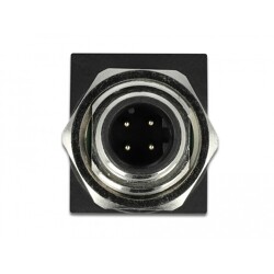 Adapter sieciowy M12 4pin D-coded męski do RJ-45 żeński kątowy Delock 66313