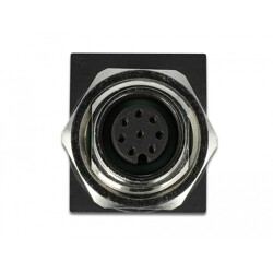 Adapter sieciowy M12 8pin A-coded żeński do RJ-45 żeński kątowy Delock 66314