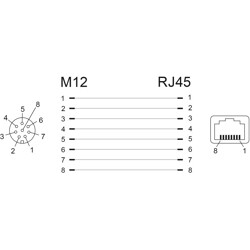Adapter sieciowy M12 8pin A-coded żeński do RJ-45 żeński kątowy Delock 66314