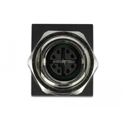 Adapter sieciowy M12 8pin X-coded żeński do RJ-45 żeński kątowy Delock 66316