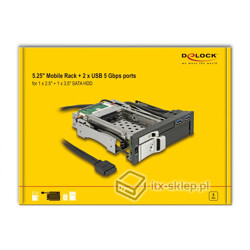 Kieszeń do zatoki 5,25" do dysku 2,5" i 3,5" SATA + 2xUSB 3.0 Delock 47209